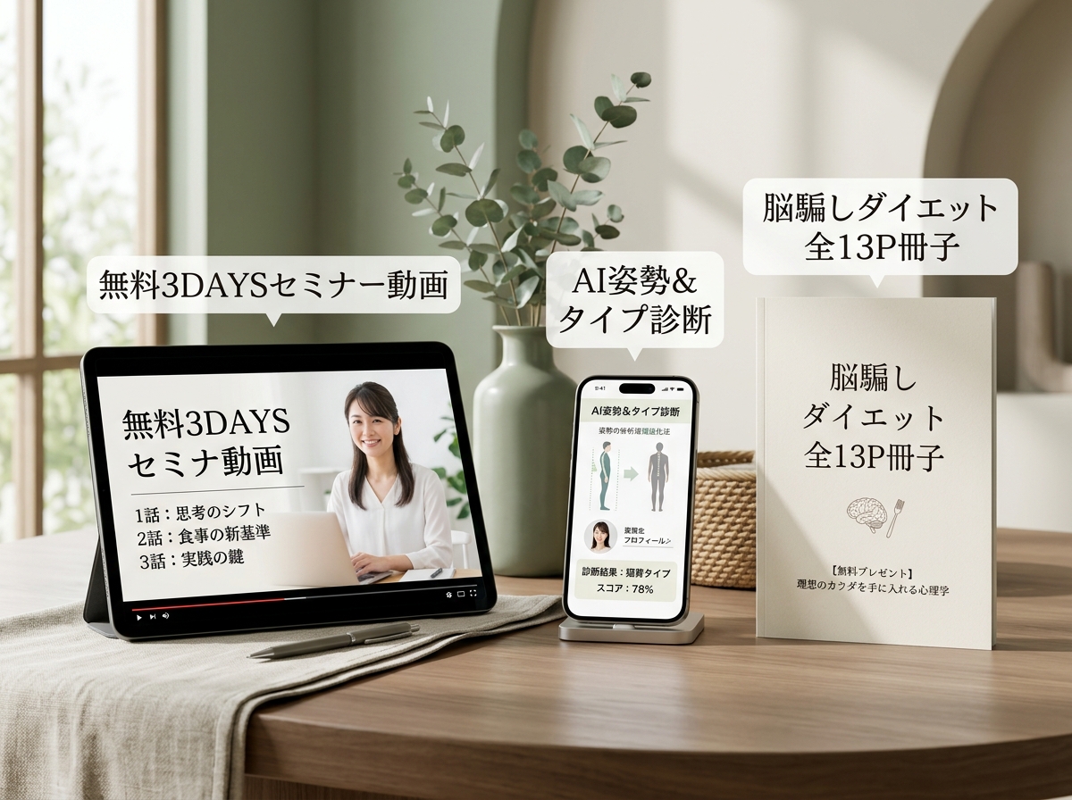 LINE登録で受け取れる豪華3大無料プレゼント（動画・AI診断・全13P冊子）